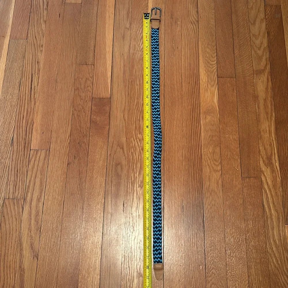 Peppercorn Kids blue braided elastic adjustable belt w/ pewter tone buckle